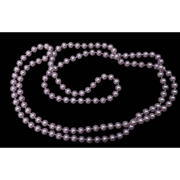 Metallic Coquette Pastel Purple Beaded Opera Necklace - Picture 1 of 5